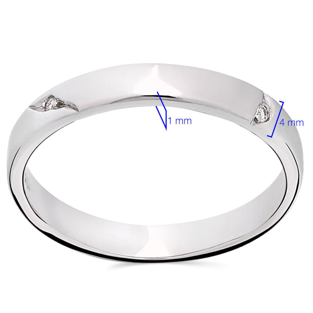 Aliança em Ouro Branco 18k com 2 Diamantes