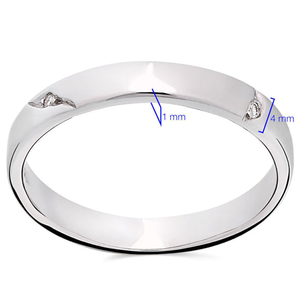 Aliança em Ouro Branco 18k com 2 Diamantes