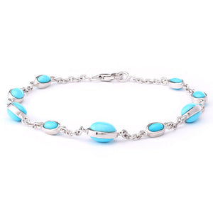 Pulseira Linha Prata 925 com Turquesas Sleeping Beauty