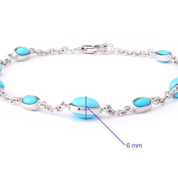 Pulseira Linha Prata 925 com Turquesas Sleeping Beauty
