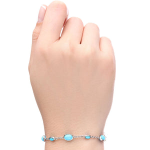 Pulseira Linha Prata 925 com Turquesas Sleeping Beauty