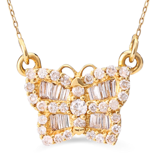 100200- Pingente Em Ouro Amarelo Borboleta  com Diamantes