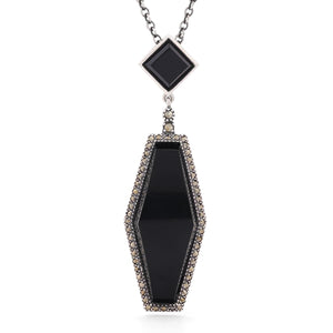Pingente em Prata 925 com Onix e Marcassitas