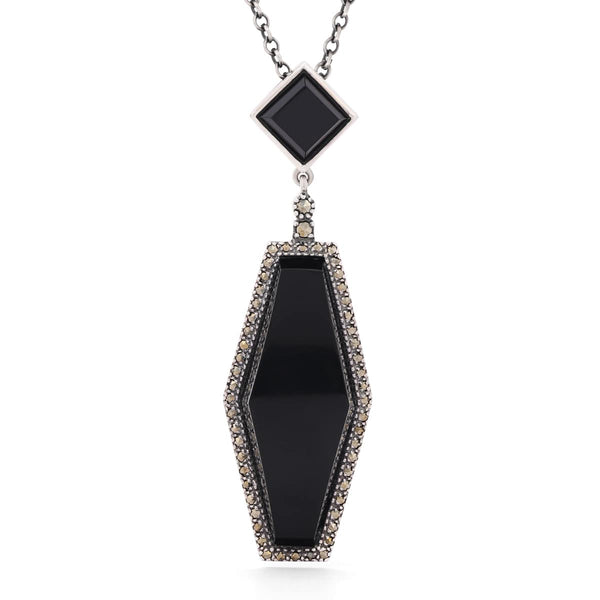 Pingente em Prata 925 com Onix e Marcassitas