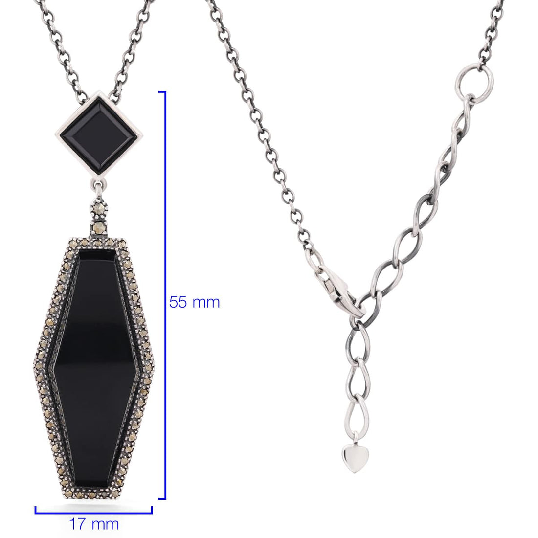 Pingente em Prata 925 com Onix e Marcassitas