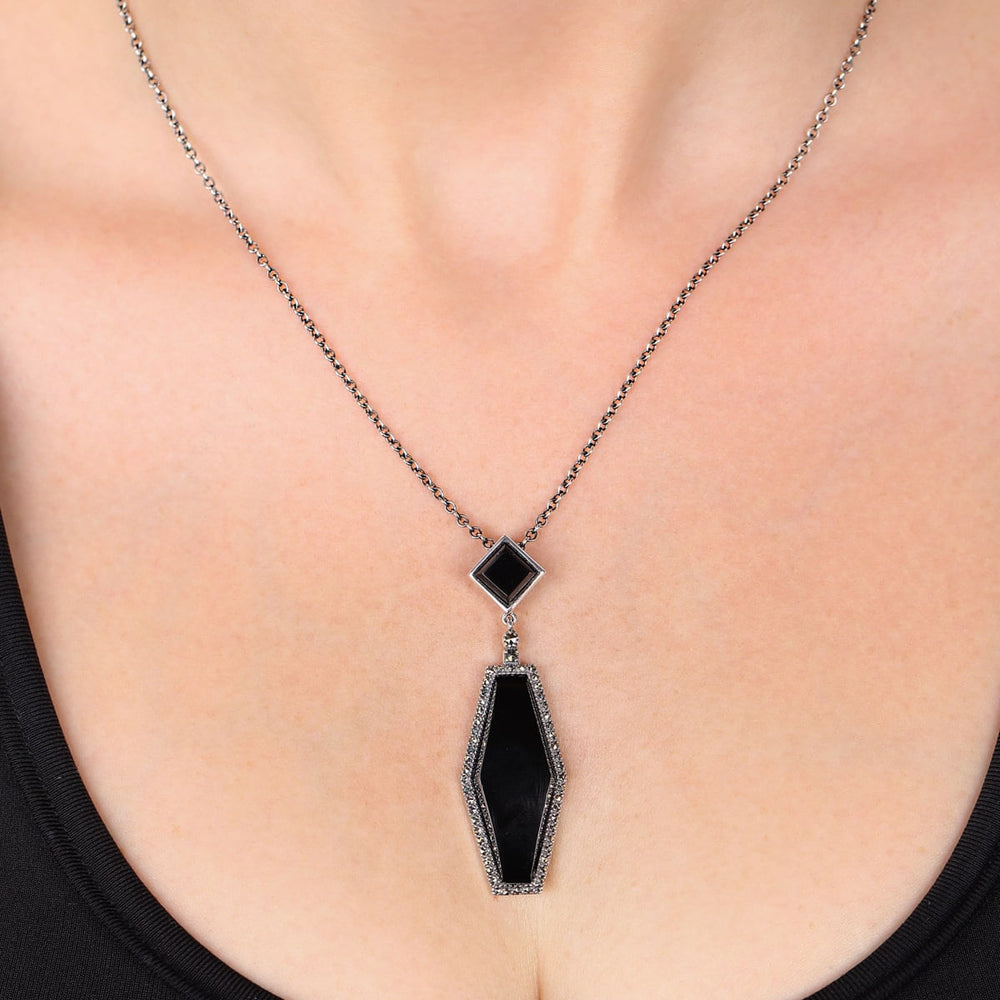 Pingente em Prata 925 com Onix e Marcassitas
