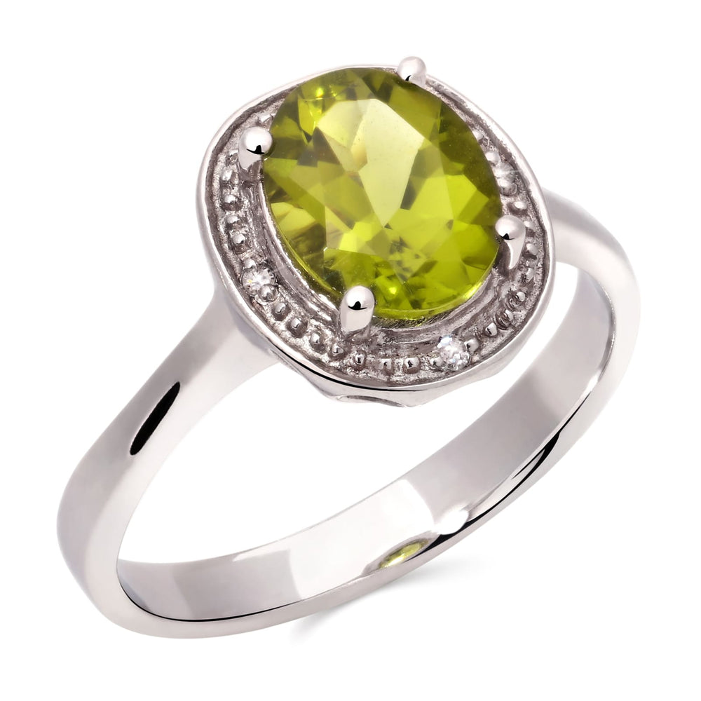 Anel em Prata 925 com Peridoto e Diamantes