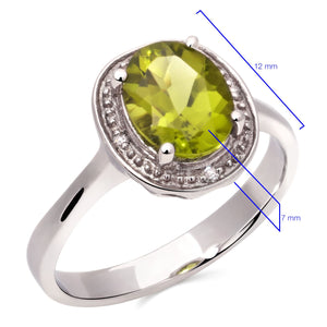 Anel em Prata 925 com Peridoto e Diamantes