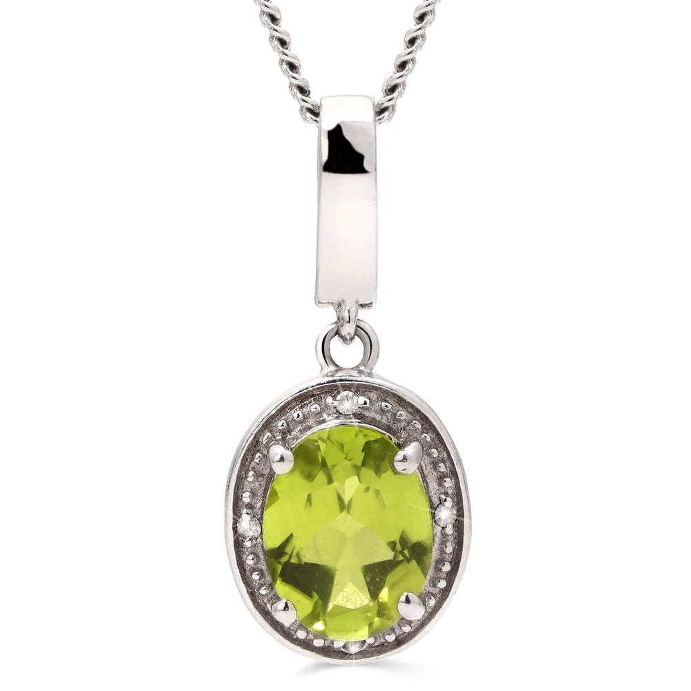 Pingente em Prata 925 com Peridoto e 4 Diamantes