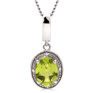 Pingente em Prata 925 com Peridoto e 4 Diamantes