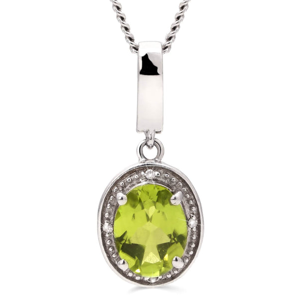 Pingente em Prata 925 com Peridoto e 4 Diamantes
