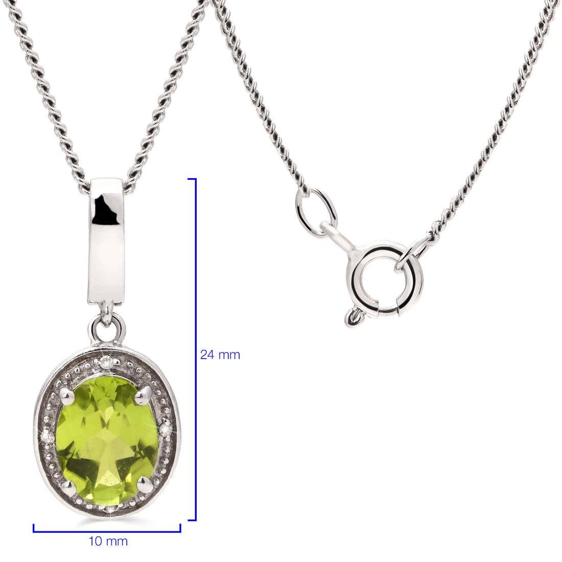 Pingente em Prata 925 com Peridoto e 4 Diamantes