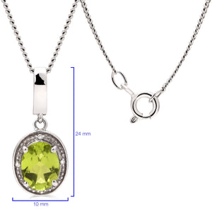 Pingente em Prata 925 com Peridoto e 4 Diamantes