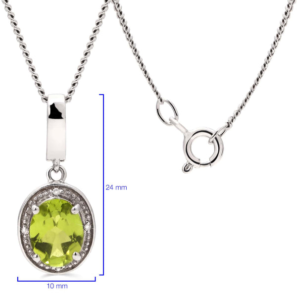 Pingente em Prata 925 com Peridoto e 4 Diamantes