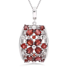 Pingente em Prata 925 com Granadas e Diamantes