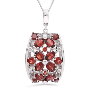 Pingente em Prata 925 com Granadas e Diamantes