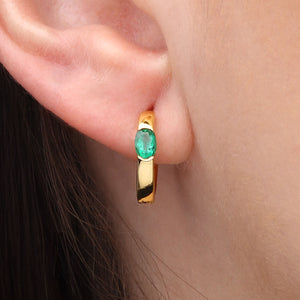 Par de Brinco em Ouro Amarelo 18k com Esmeraldas