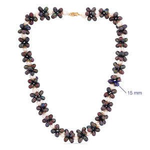 Conjunto em Ouro 18k com Pérolas Bivas Brancas e Furta-Cor