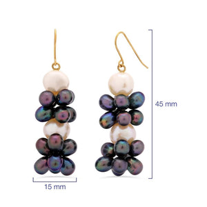 Conjunto em Ouro 18k com Pérolas Bivas Brancas e Furta-Cor