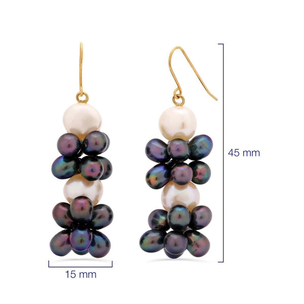 Conjunto em Ouro 18k com Pérolas Bivas Brancas e Furta-Cor