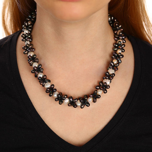 Conjunto em Ouro 18k com Pérolas Bivas Brancas e Furta-Cor