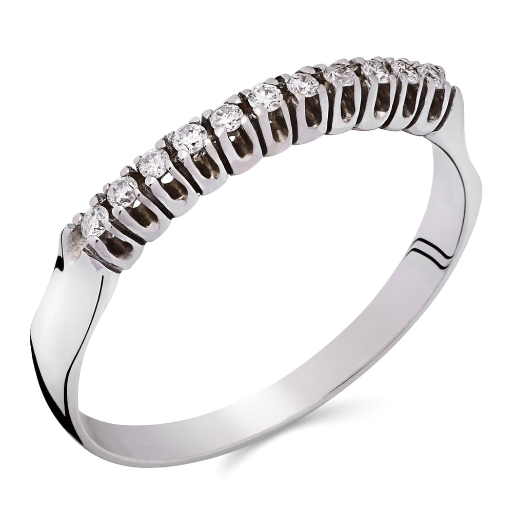 Meia Aliança Com Diamantes Ouro Branco