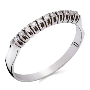 Meia Aliança Com Diamantes Ouro Branco