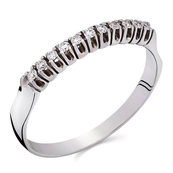 Meia Aliança Com Diamantes Ouro Branco