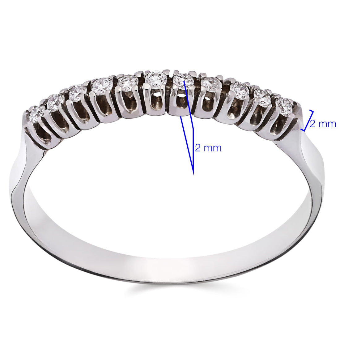 Meia Aliança Com Diamantes Ouro Branco