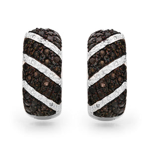 Par de Brinco em Prata 925 com Topázios Smoke e Diamantes