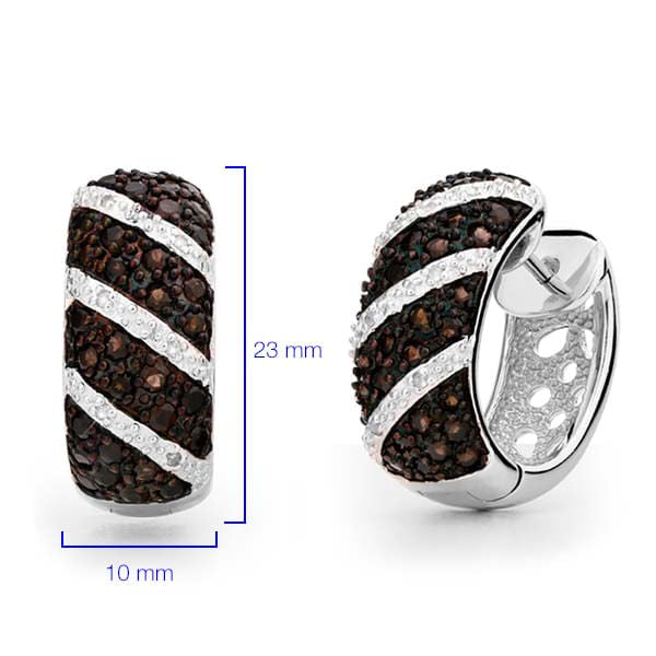 Par de Brinco em Prata 925 com Topázios Smoke e Diamantes