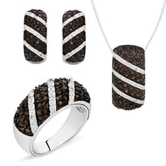Conjunto Smoke Topázio e diamantes Prata