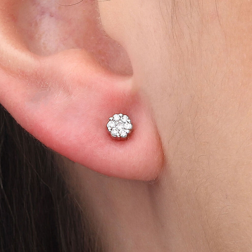 Par de Brinco em Ouro Branco Com Diamantes