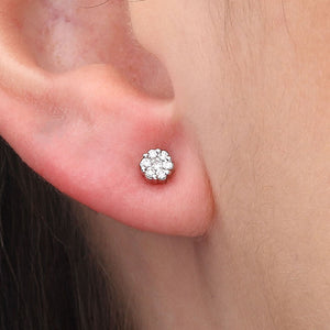 Par de Brinco em Ouro Branco Com Diamantes
