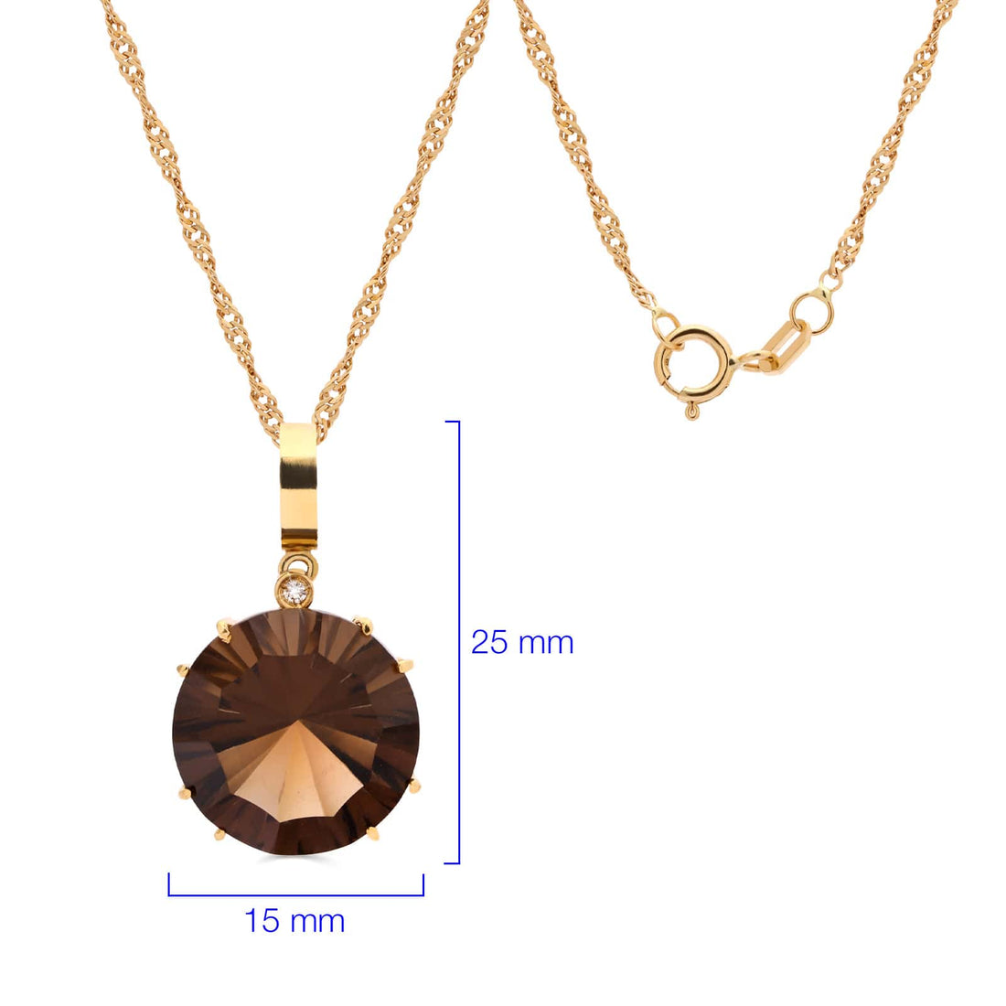 Pingente em Ouro Amarelo 18k com Topázio Fume com Diamante