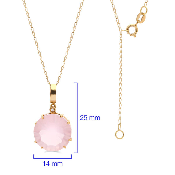 Pingente em Ouro Amarelo 18k com Quartzo Rosa e Diamante