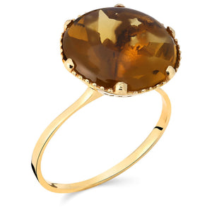 Anel em Ouro Amarelo 18 k com Ctrino Wiski Estrela