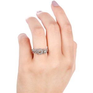Anel em Prata 925 com Diamantes Champagnes e Brancos