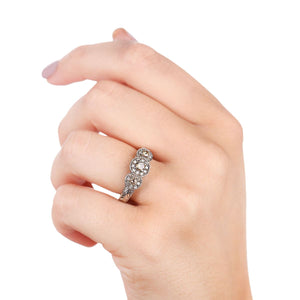 Anel em Prata 925 com Diamantes Champagnes e Brancos