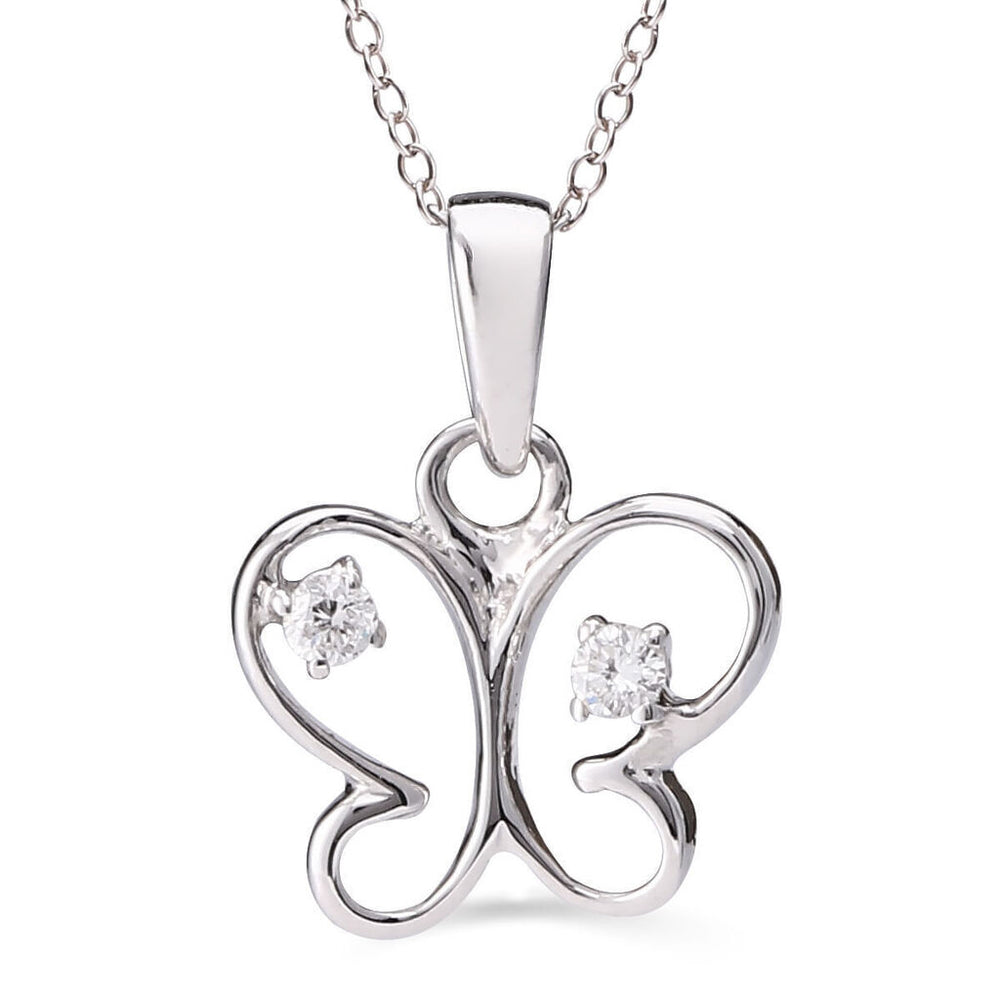 Pingente em Ouro Branco Borboleta e Diamantes