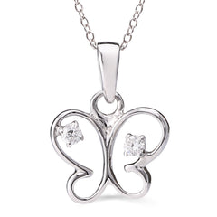 Pingente em Ouro Branco Borboleta e Diamantes