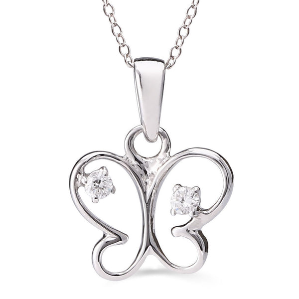 Pingente em Ouro Branco Borboleta e Diamantes