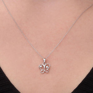 Pingente em Ouro Branco Borboleta e Diamantes