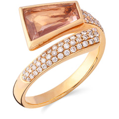 Anel em Ouro Rosé de Quartzo Rosa e Diamantes