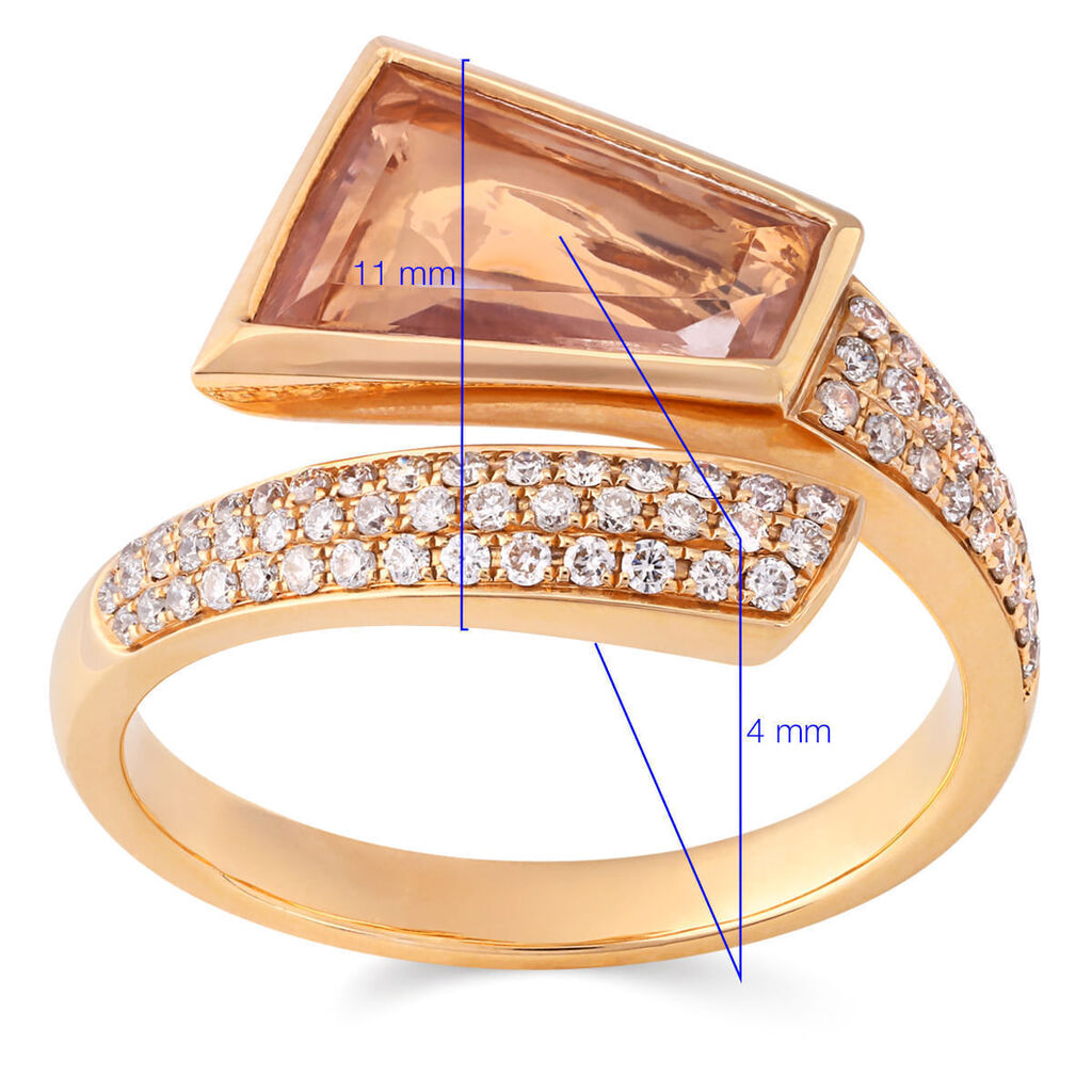 Anel em Ouro Rosé de Quartzo Rosa e Diamantes