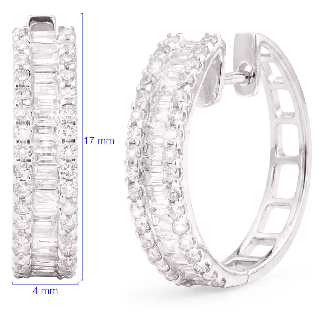 Par de Brinco em Ouro Branco 18k com Diamantes S1 91 pts