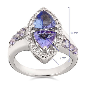 Anel em Prata 925 com Tanzanitas e Diamantes
