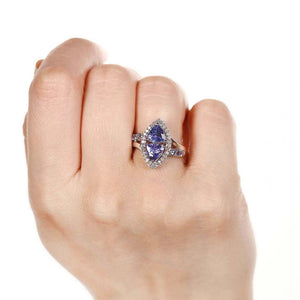 Anel em Prata 925 com Tanzanitas e Diamantes