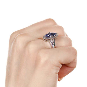 Anel em Prata 925 com Tanzanitas e Diamantes