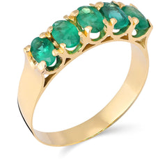 Meia Aliança Ouro Amarelo 18 k com Esmeraldas